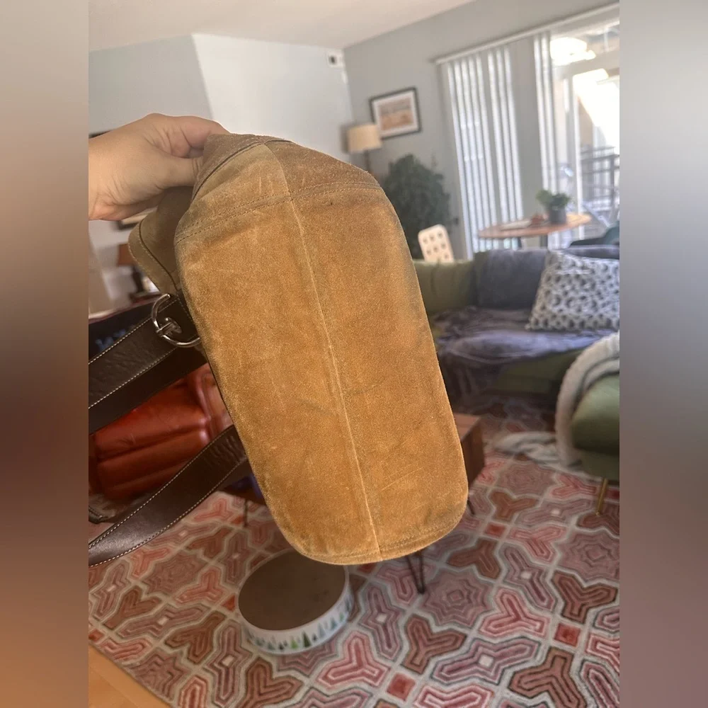 Coach Tan and Brown Suede Tote Bag